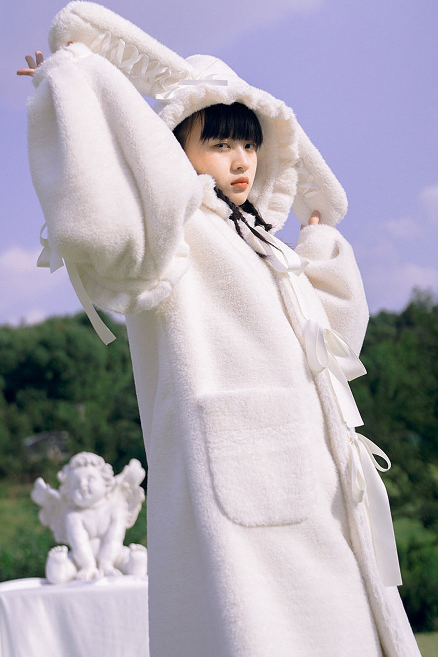 Bunny Ear Fluffy Bow Coat