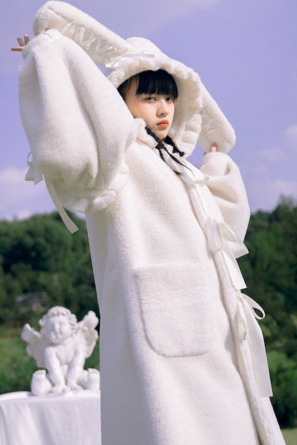 Bunny Ear Fluffy Bow Coat