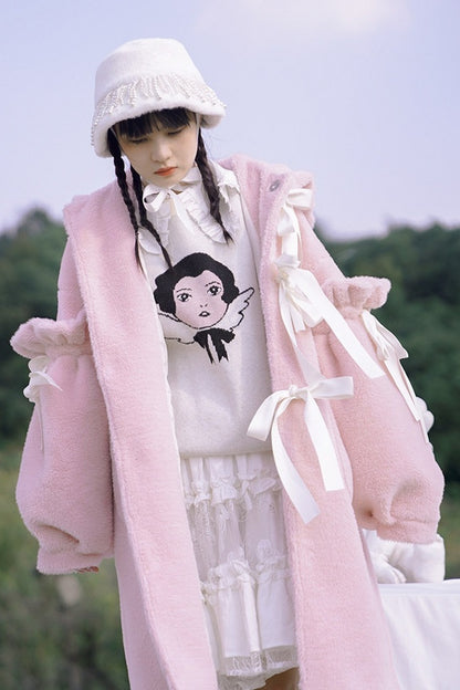 Bunny Ear Fluffy Bow Coat