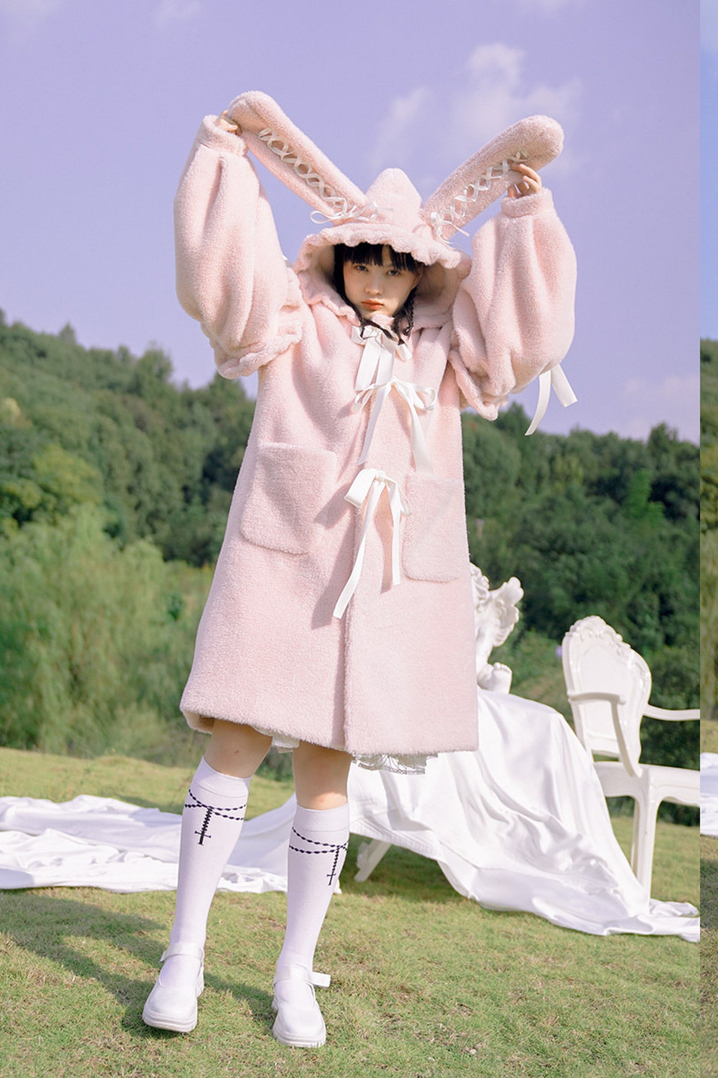 Bunny Ear Fluffy Bow Coat