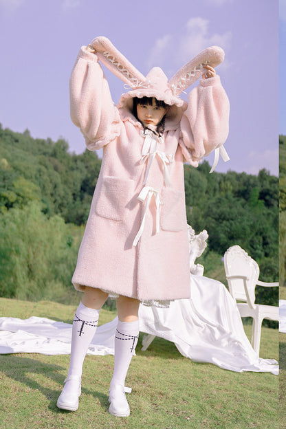 Bunny Ear Fluffy Bow Coat