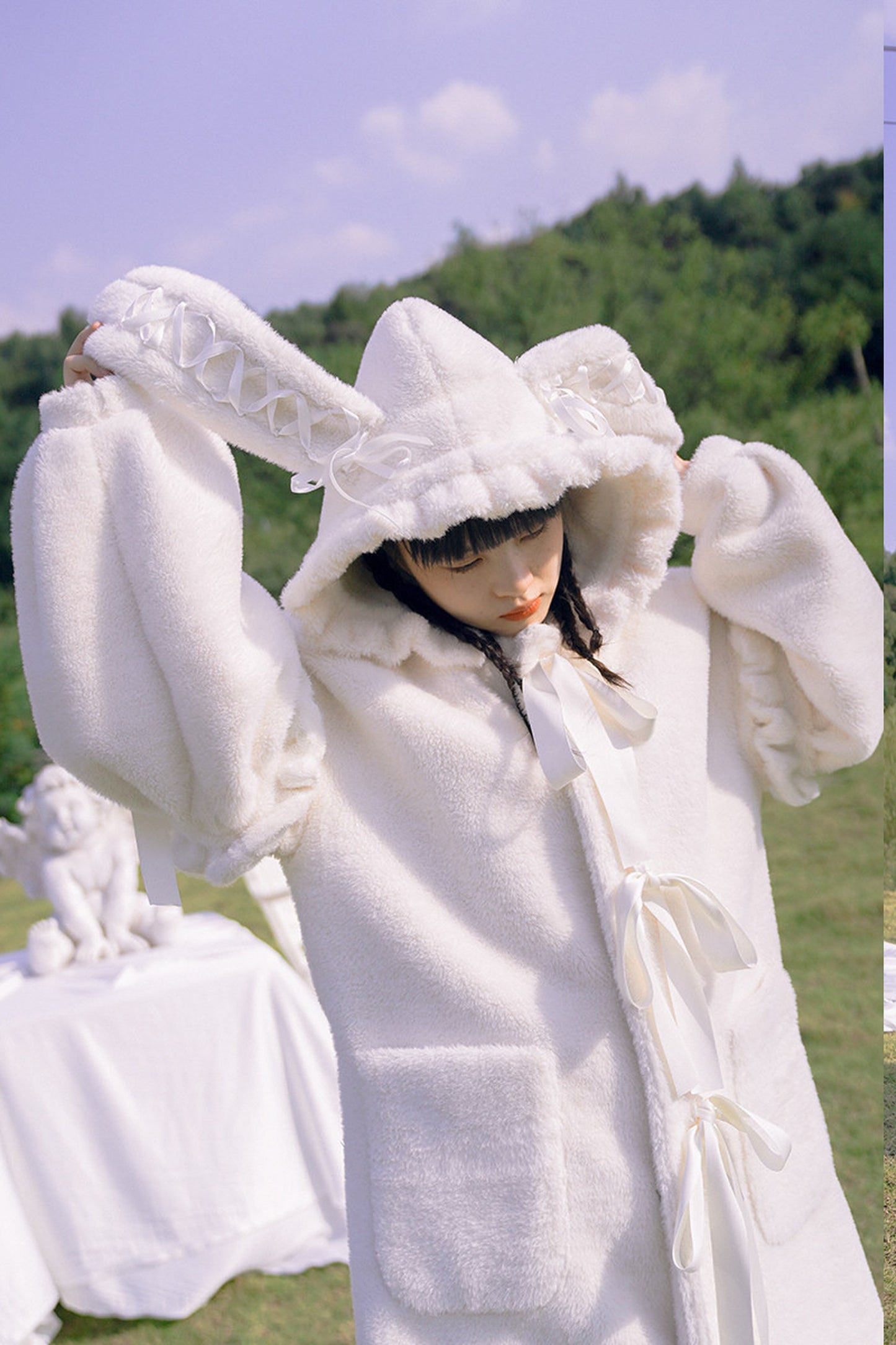 Bunny Ear Fluffy Bow Coat