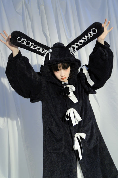 Bunny Ear Fluffy Bow Coat