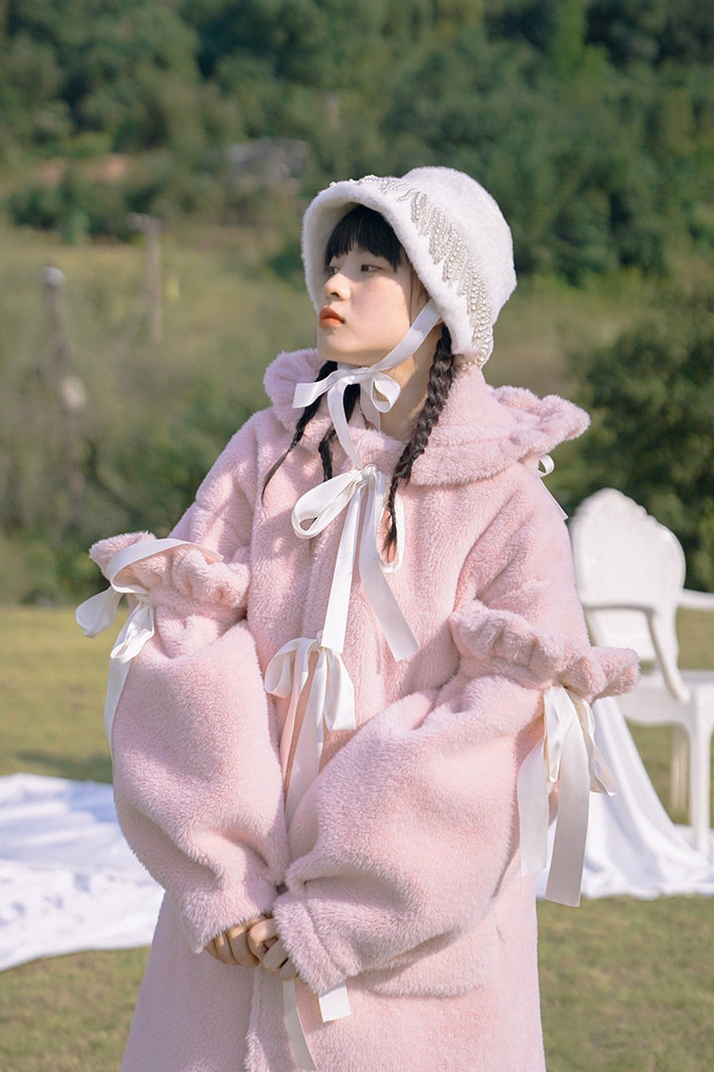 Bunny Ear Fluffy Bow Coat