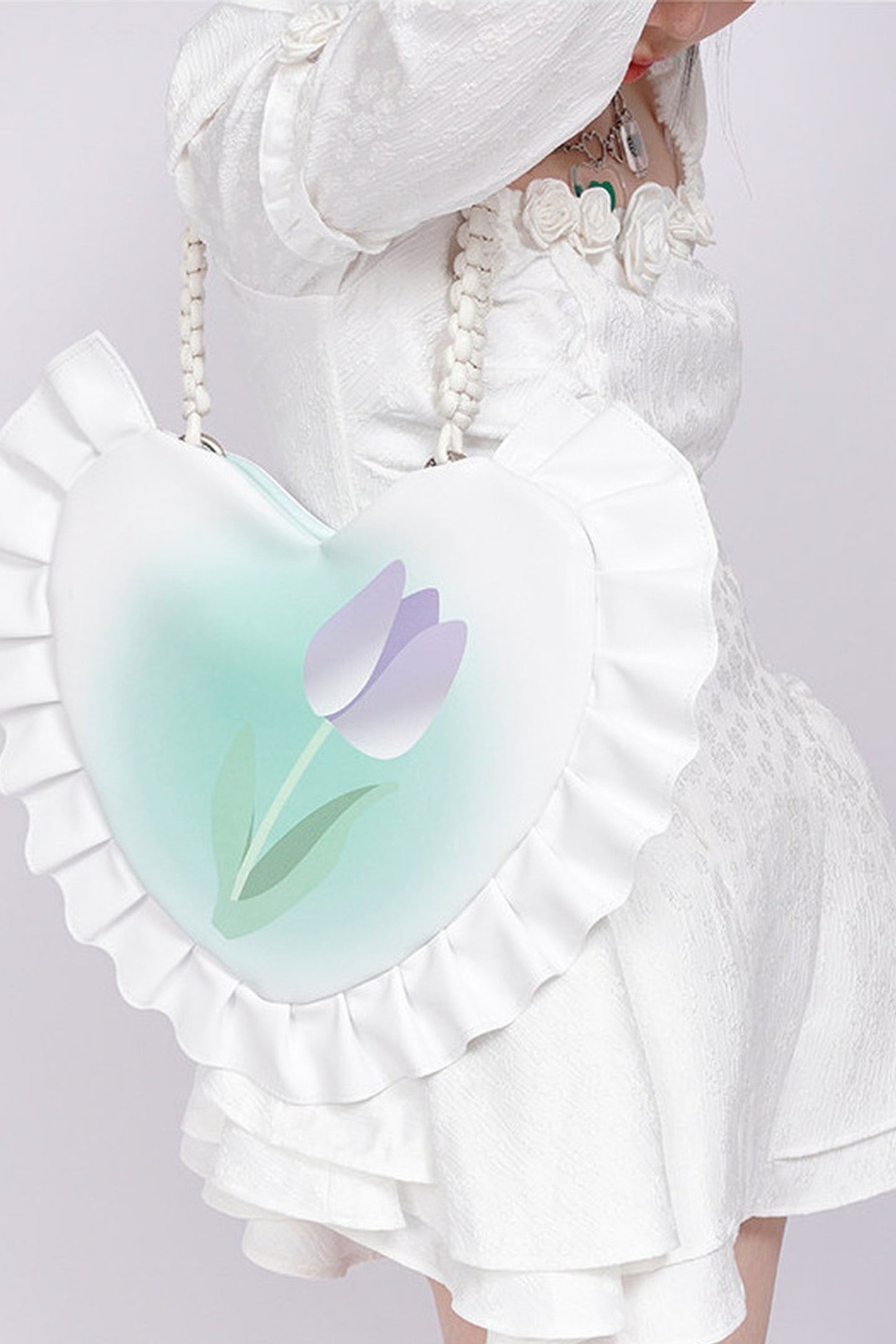 Tulip Heart Woven Crossbody Bag