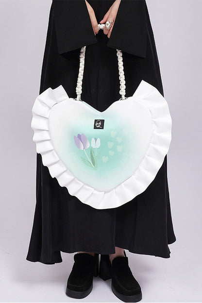 Tulip Heart Woven Crossbody Bag