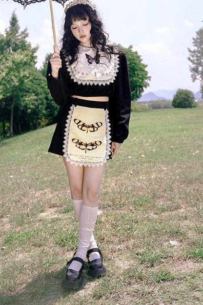 Gonna in pizzo con coniglietto rétro Showa