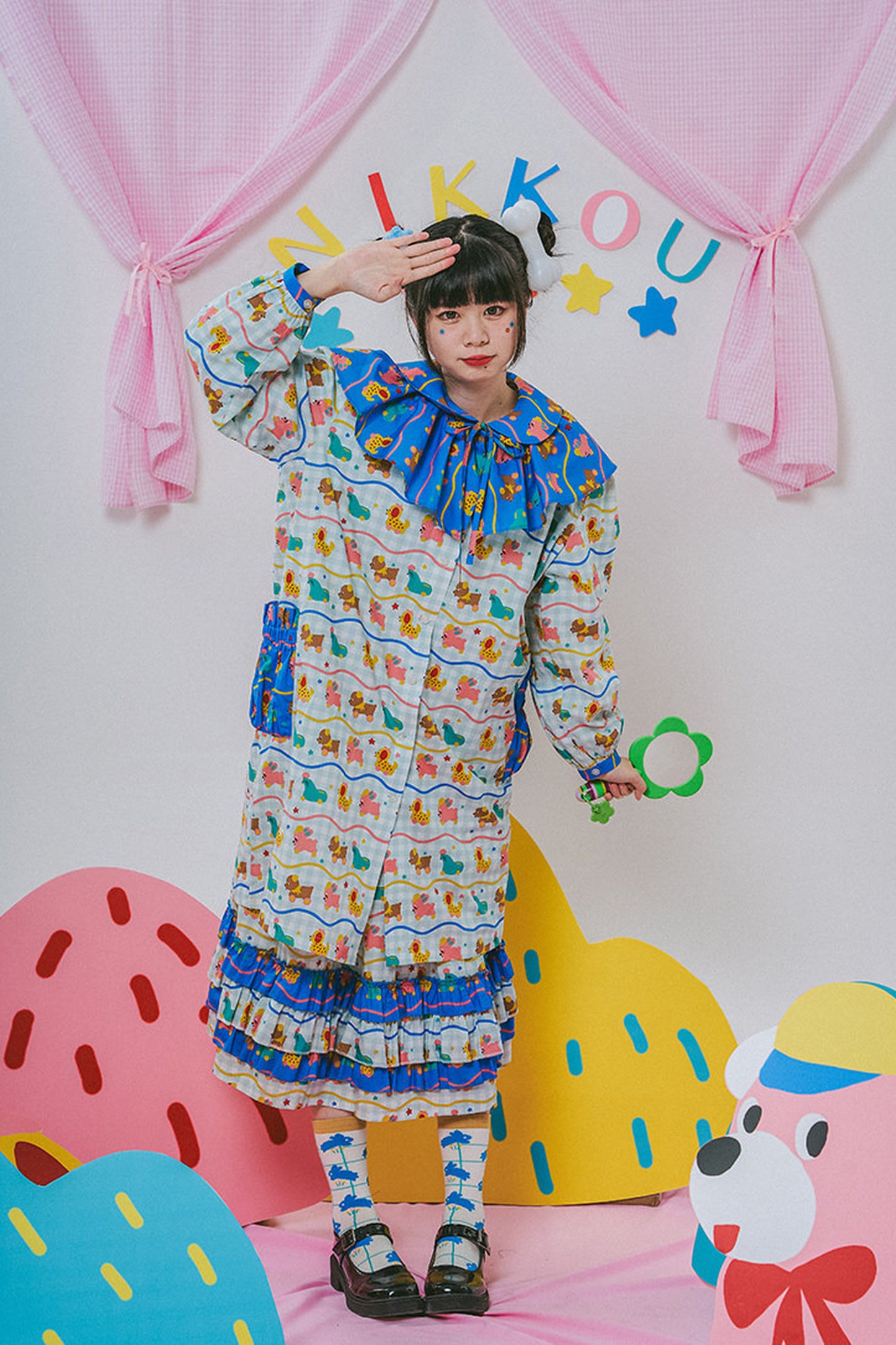 Original Printed Long Shirt Dress