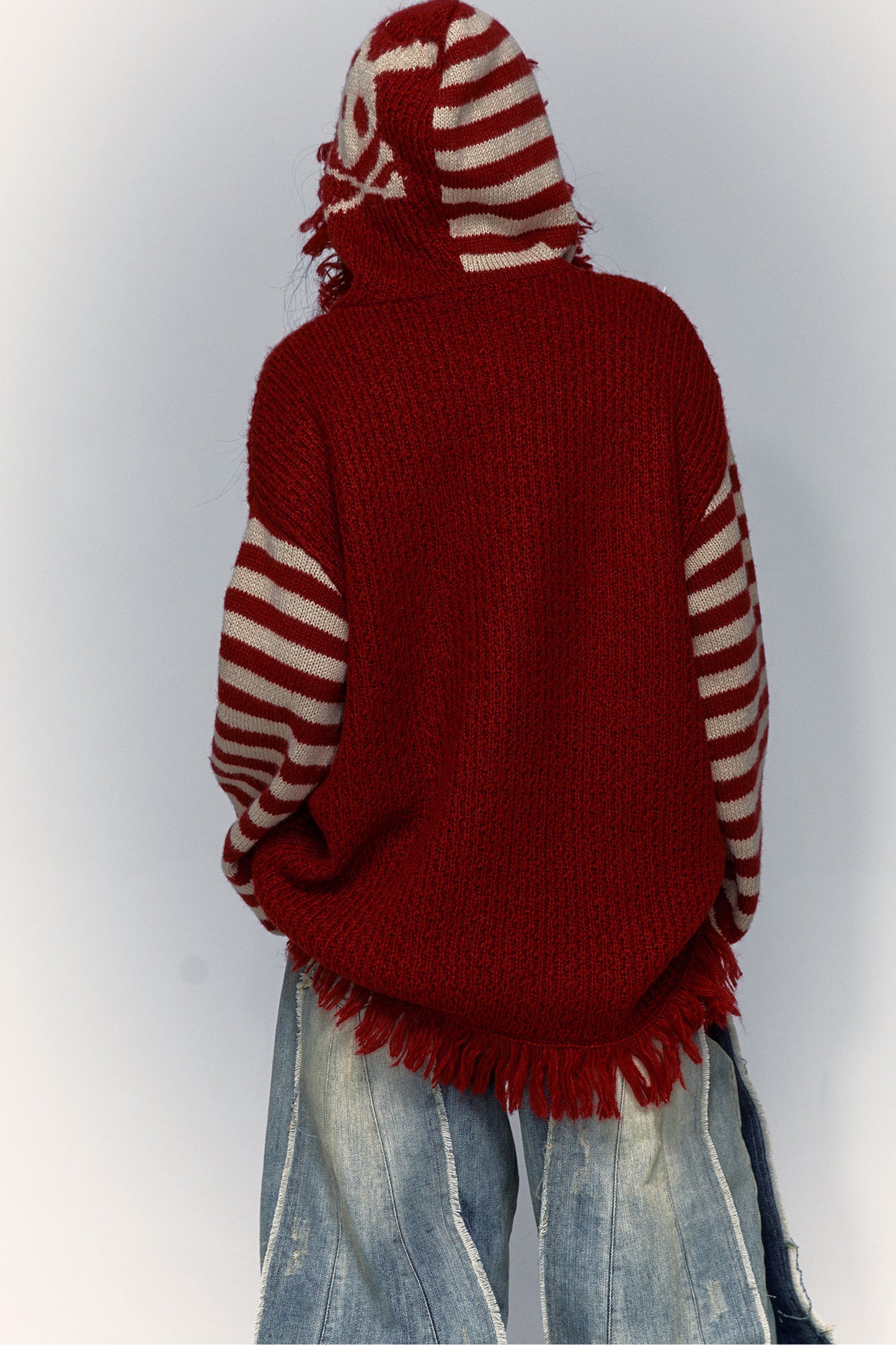 Skull Rabbit Hooded Knit Blouse