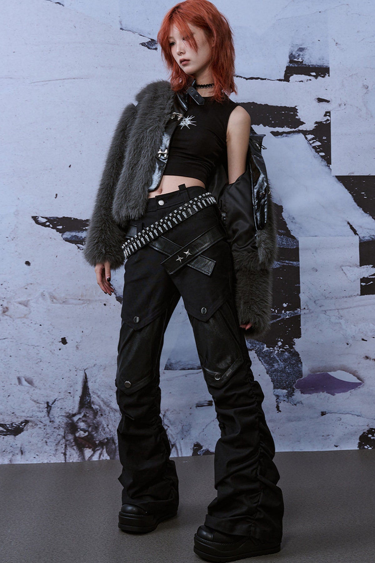 Loose Short Patchwork Metal Fur Coat