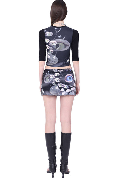 Cat Eye A-Line Mini Skirt