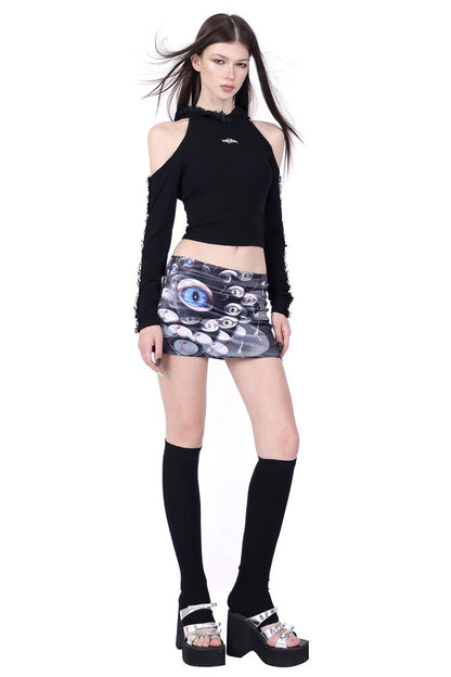 Lace Trim Hooded Backless Long Sleeve T-Shirt