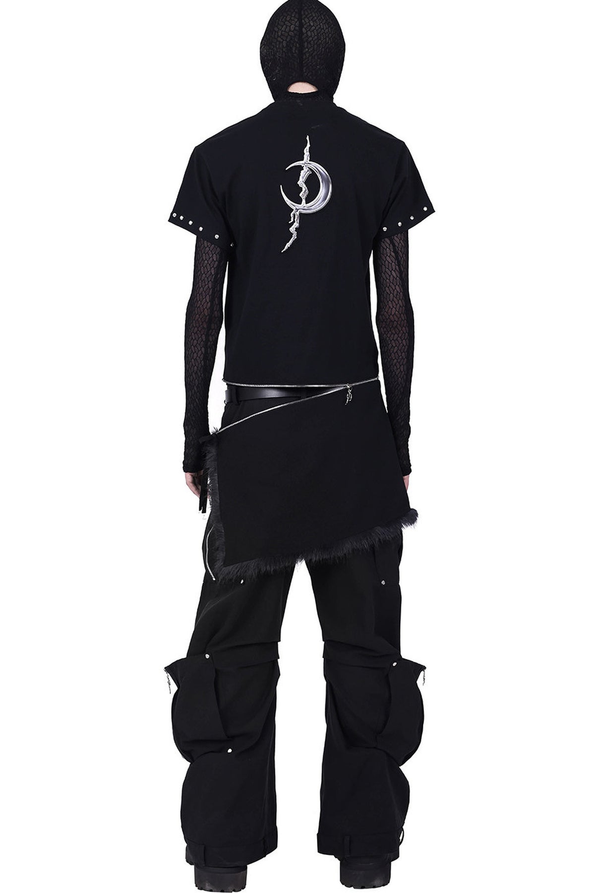 Structured Pocket Flared Waist Adjustable Pants