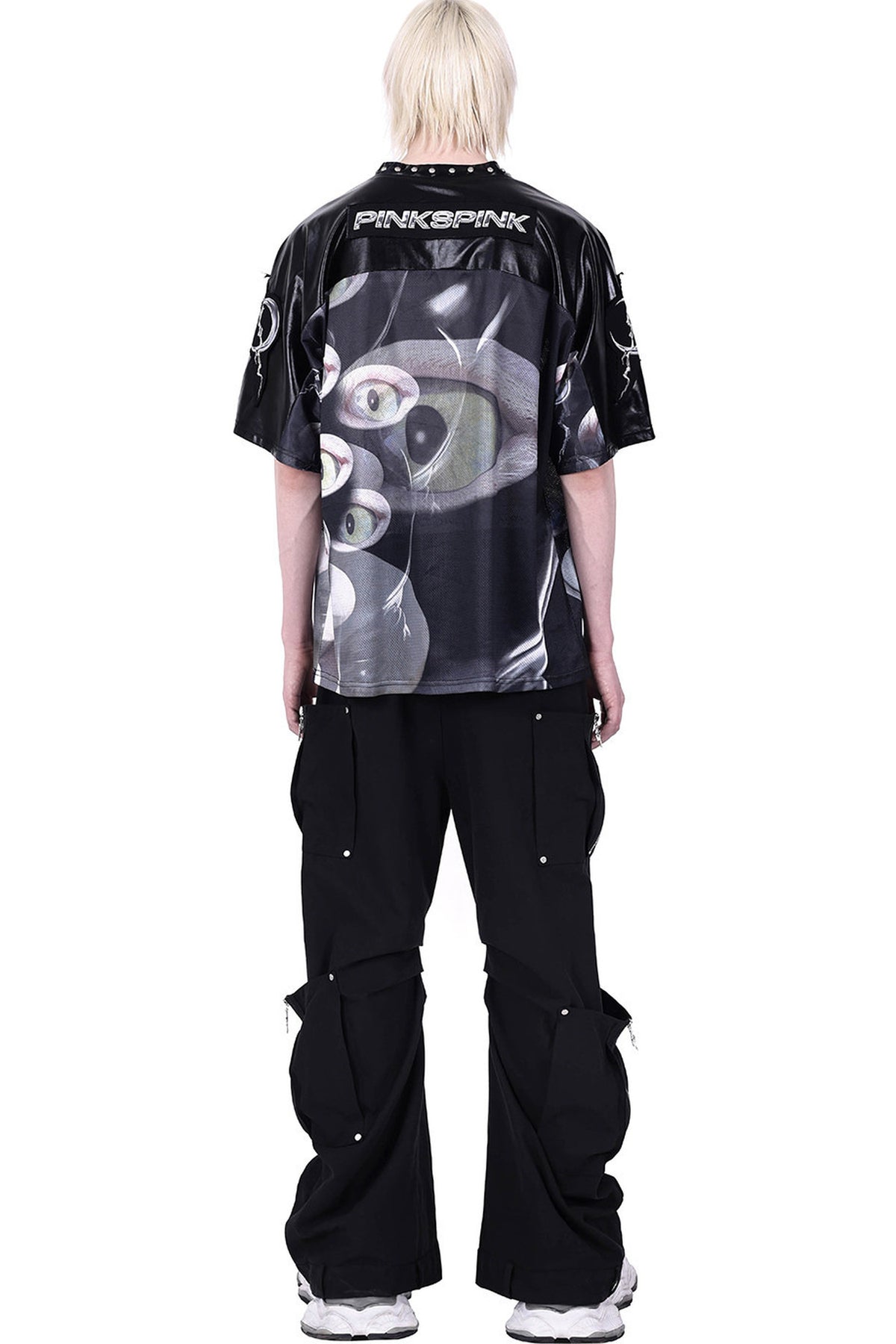 Structured Pocket Flared Waist Adjustable Pants