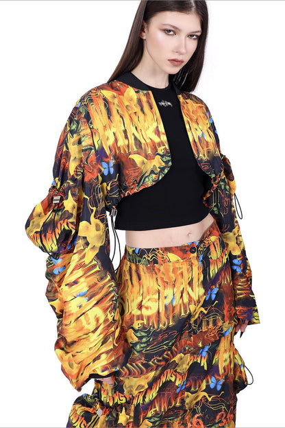 Y2K Silhouette Sleeve Short Jacket