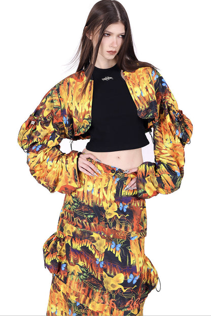 Y2K Silhouette Sleeve Short Jacket