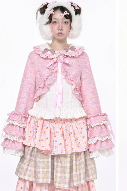 Pink Lolita Ruffle Knit Coat