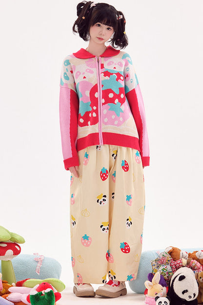 Jeans im japanischen Stil mit Panda-Motiv