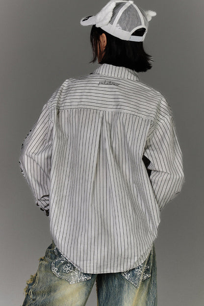Loose Striped Shirt and Cami Set-Up