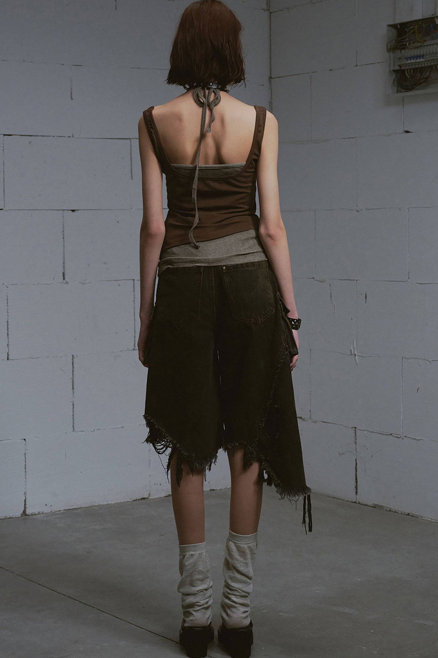 Mud-Dyed Patchwork Denim Pants