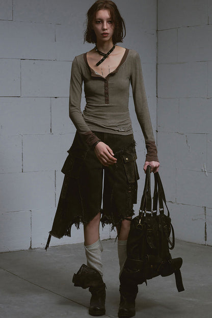 Mud-Dyed Patchwork Denim Pants