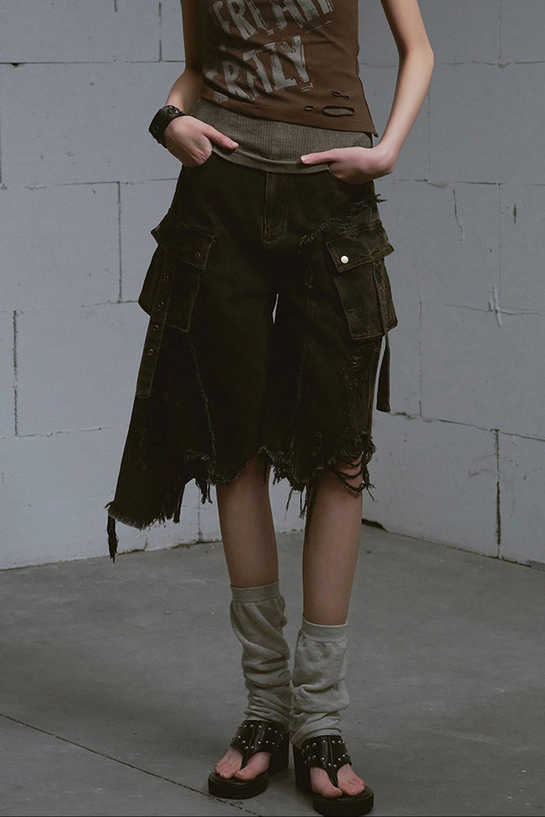 Mud-Dyed Patchwork Denim Pants
