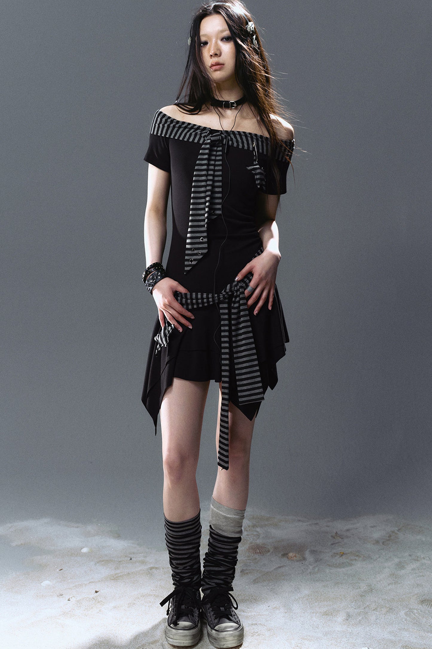 Striped Star Pendant Tie Dress