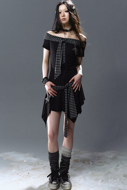 Striped Star Pendant Tie Dress