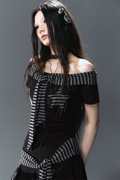 Striped Star Pendant Tie Dress