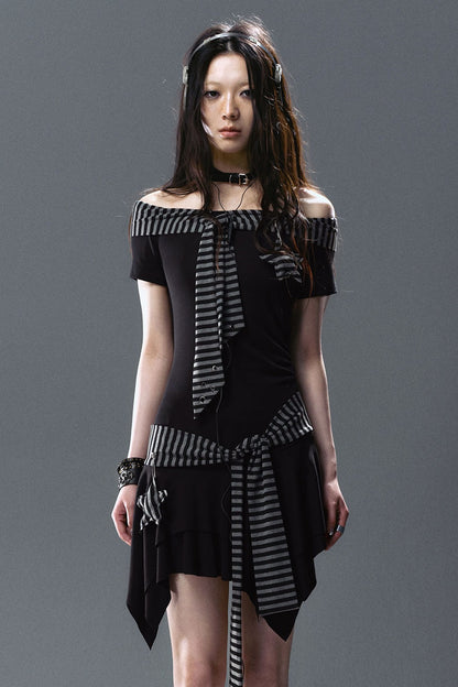 Striped Star Pendant Tie Dress
