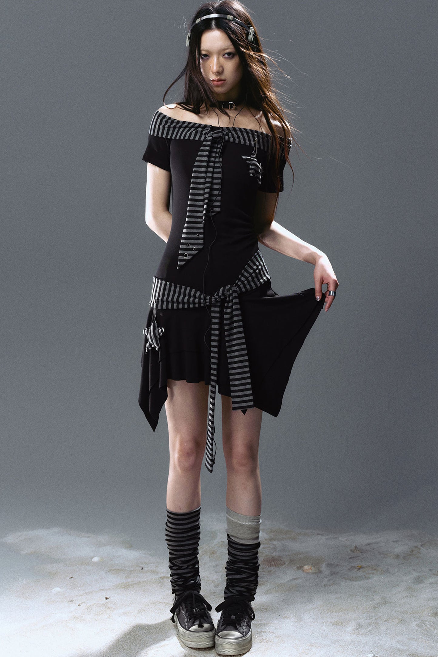 Striped Star Pendant Tie Dress