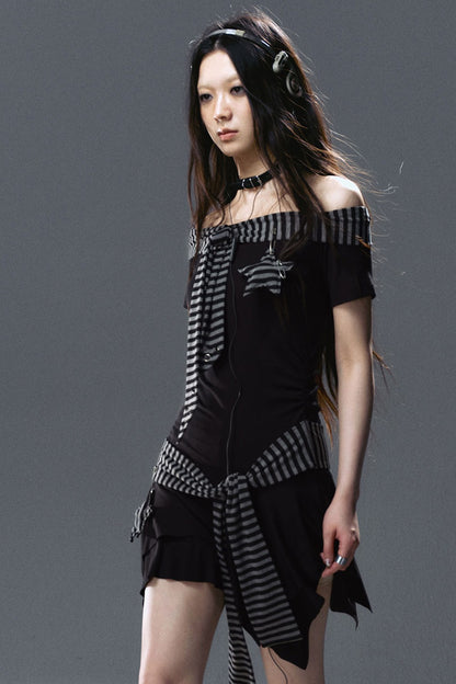 Striped Star Pendant Tie Dress