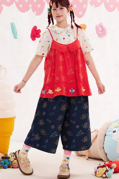 Animal Angel Heavy Embroidery Capri Pants