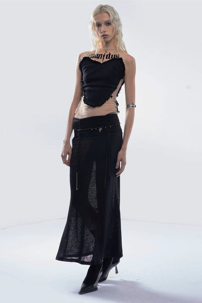 Punk English Printed Tencel Fishtail Skirt