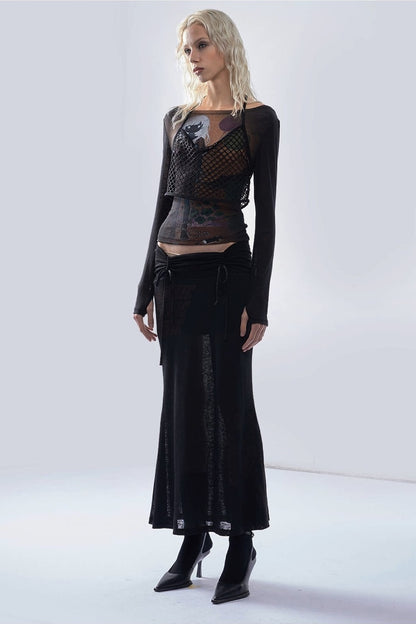 Punk English Printed Tencel Fishtail Skirt