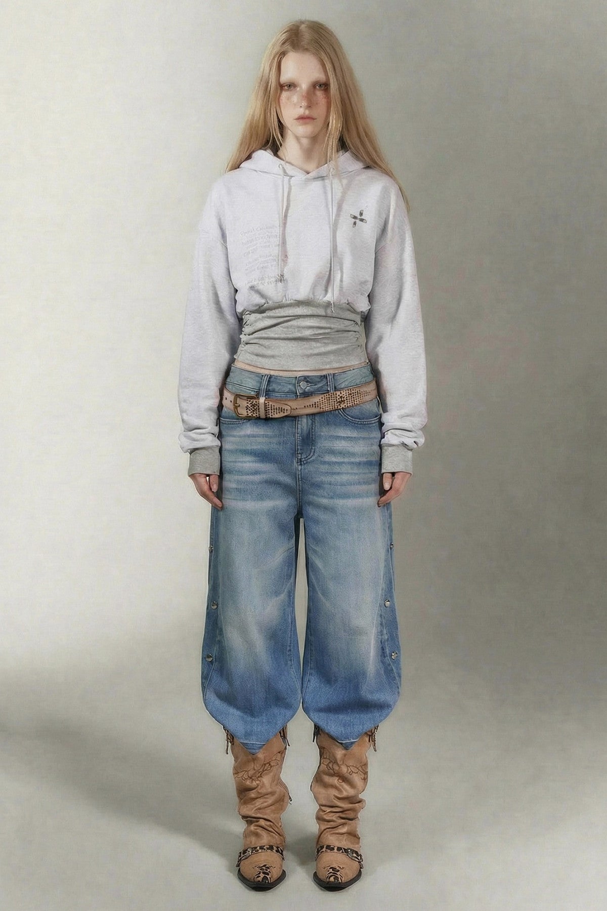 Y2K Kapuzen-Sweatshirt mit Textprint