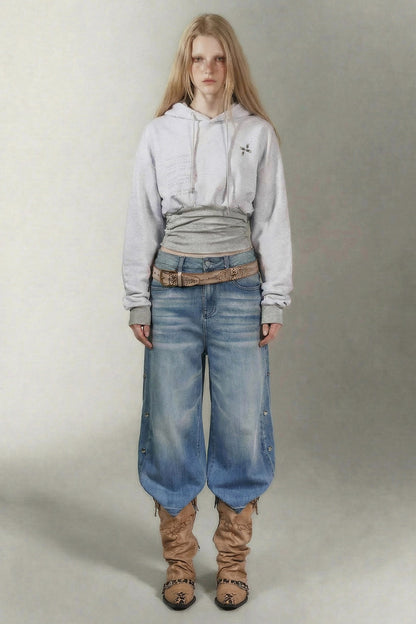 Y2K Kapuzen-Sweatshirt mit Textprint