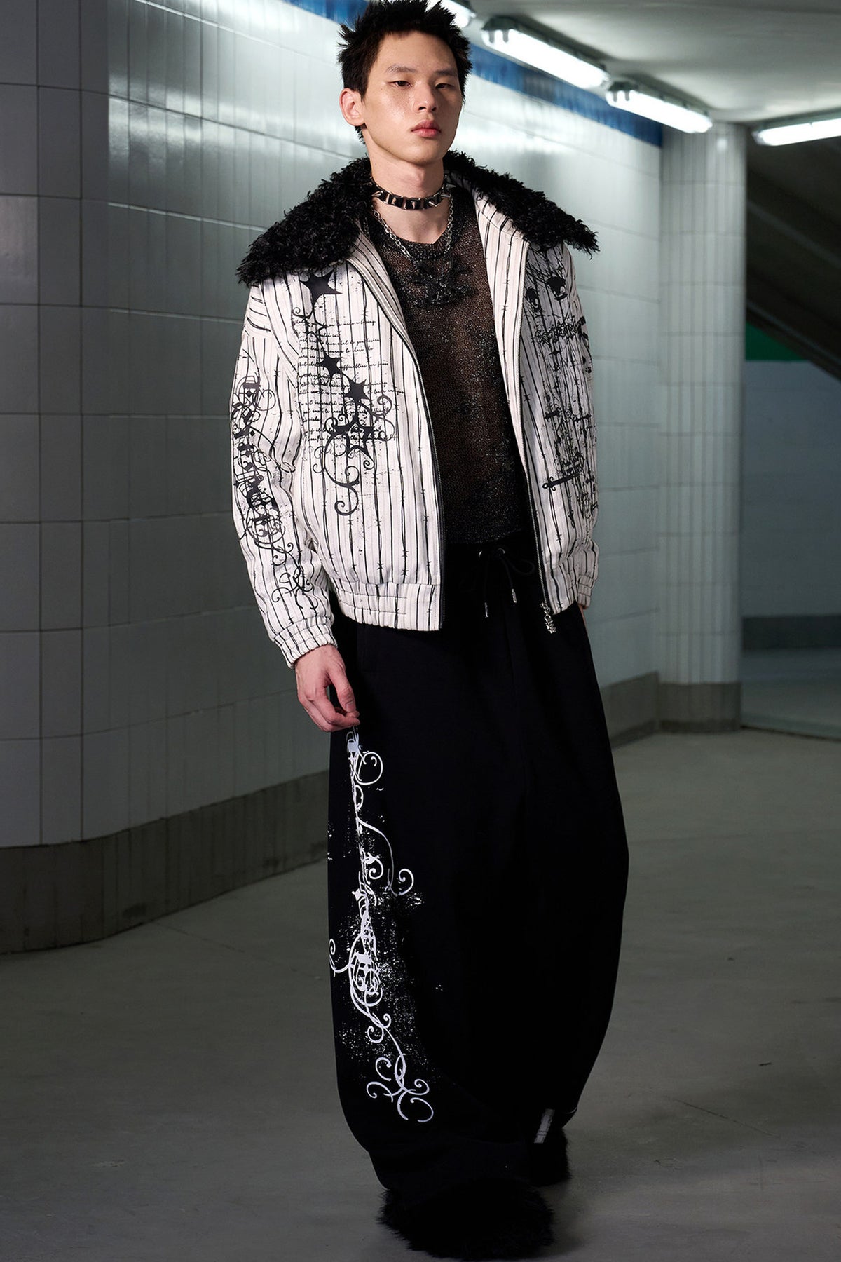 Splatter Print Lace Trim Sweatpants