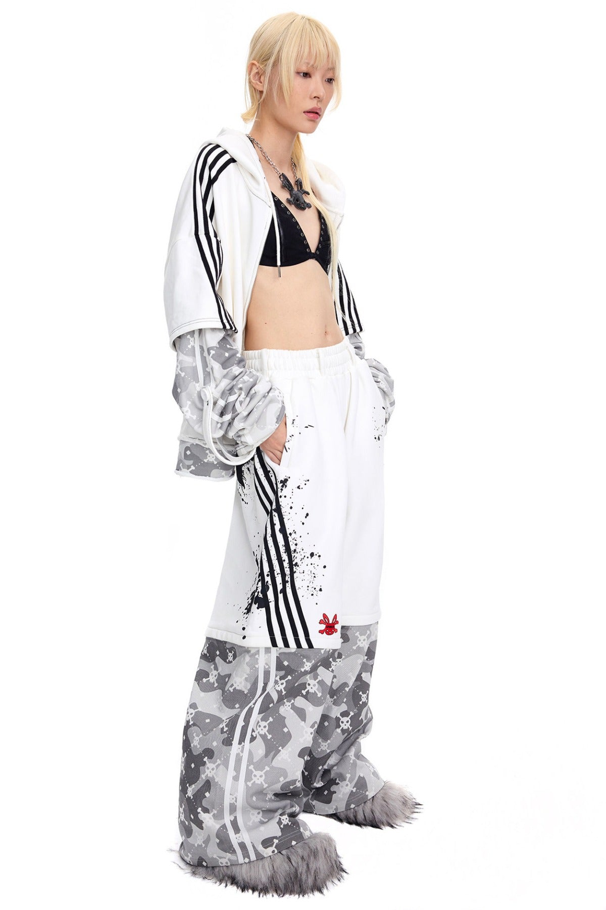Skull Print Detachable Sweatpants