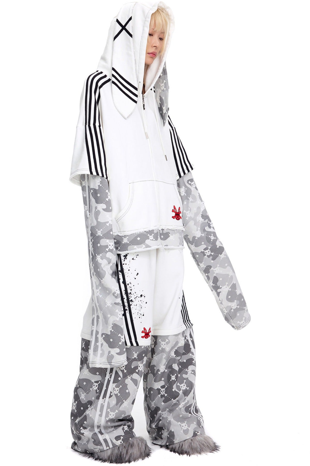 Skull Print Detachable Sweatpants