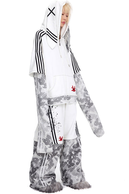 Skull Print Detachable Sweatpants