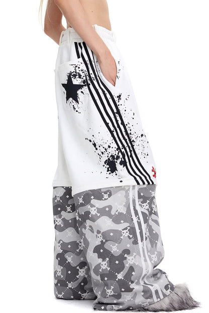 Skull Print Detachable Sweatpants