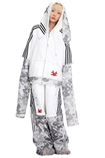 Skull Print Detachable Sweatpants