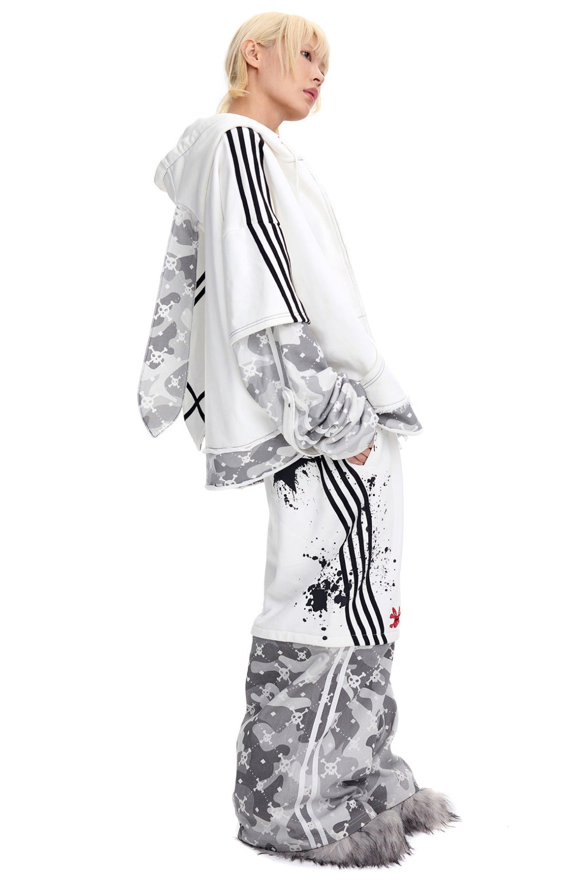 Skull Print Detachable Sweatpants