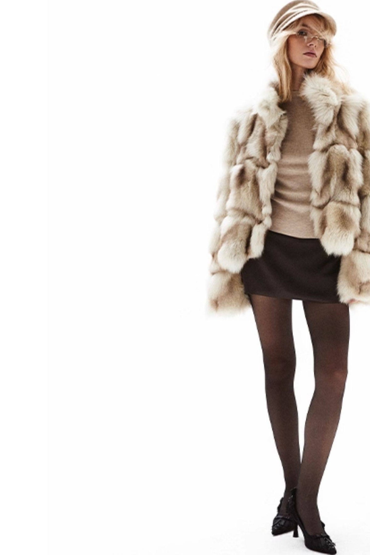 Spray-Dyed Fox Fur Coat