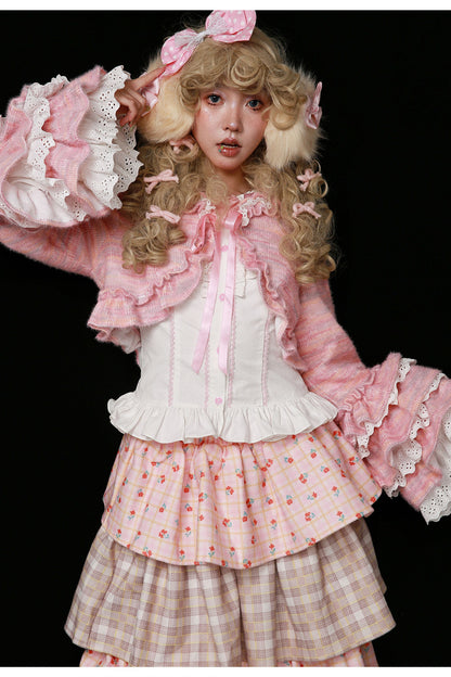 Pink Lolita Ruffle Knit Coat
