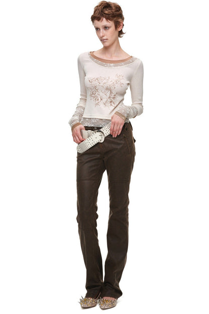 Lace Patchwork Long-Sleeve T-Shirt