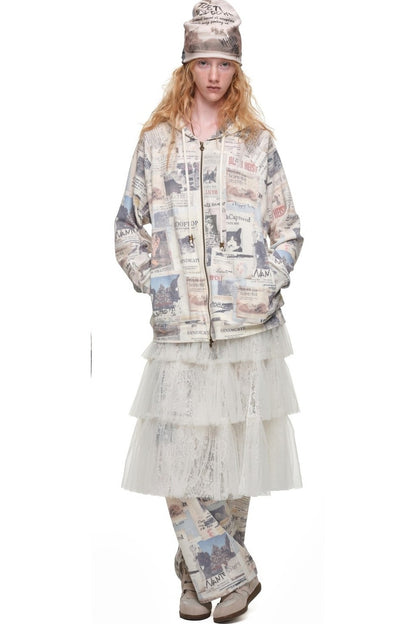Lace Mid-Length Puffy Cake Skirt