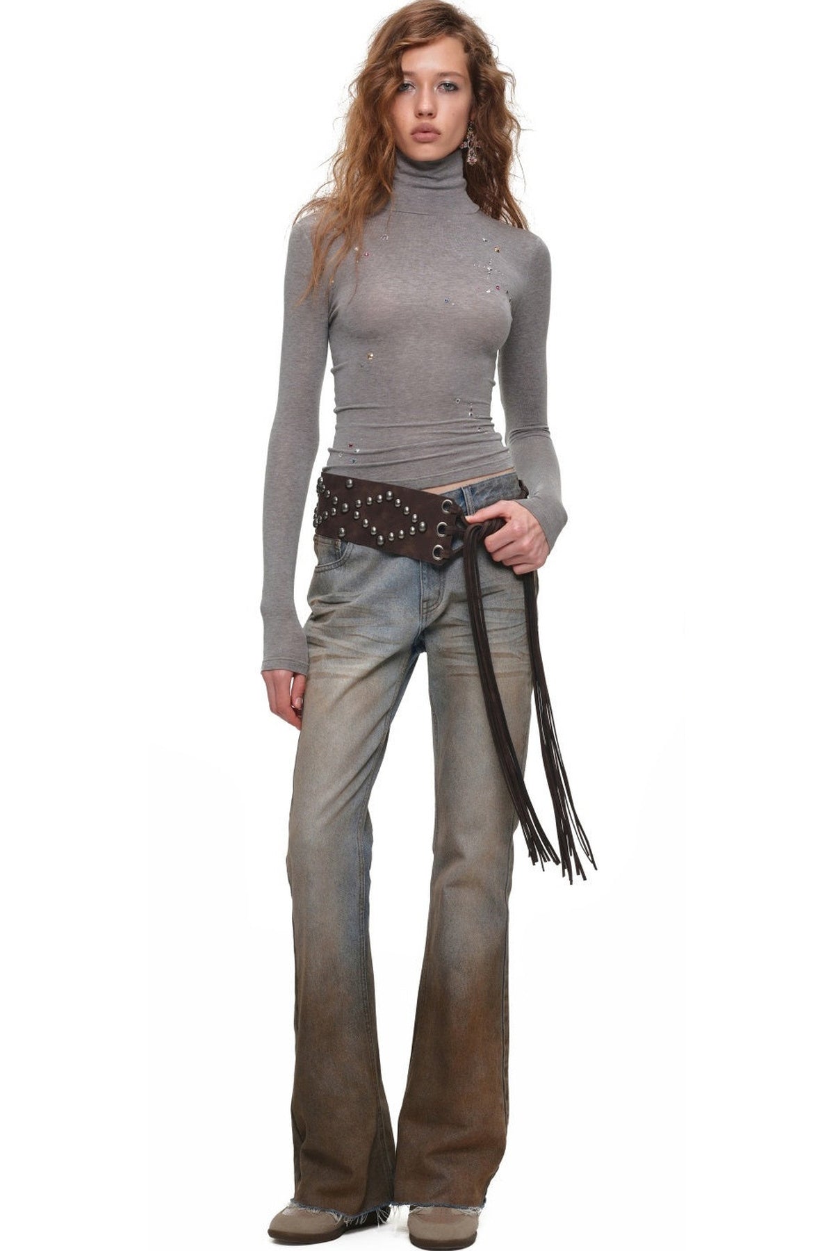 Gradient Mud-Dyed Straight-Leg Flared Jeans