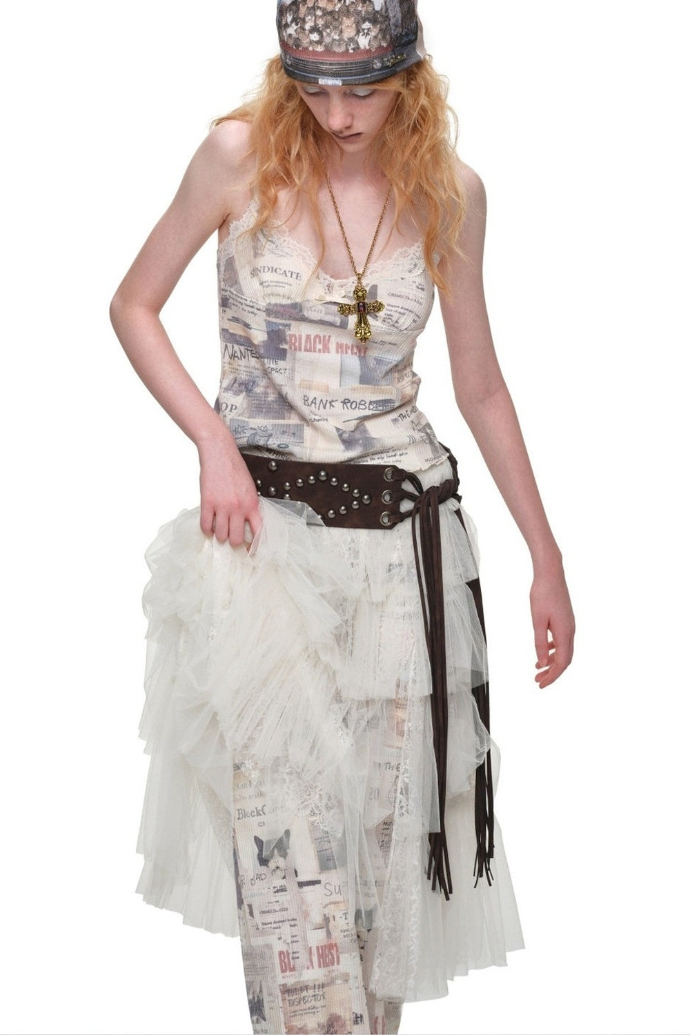 Lace Mid-Length Puffy Cake Skirt